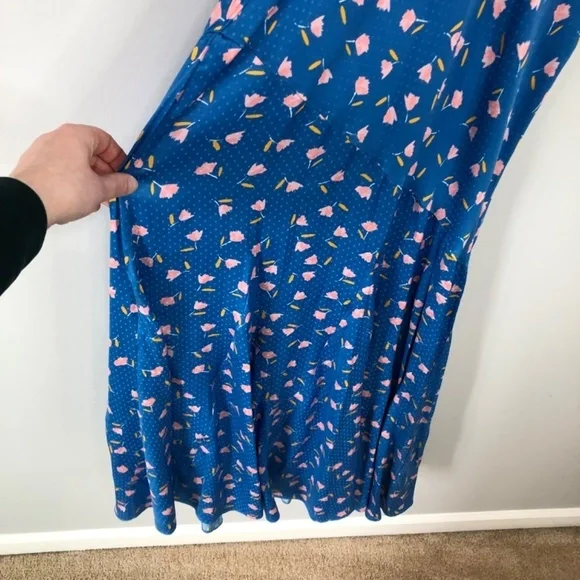 Saylor Jen Blue Floral Polka Dot Maxi Dress XS - Picture 14 of 15